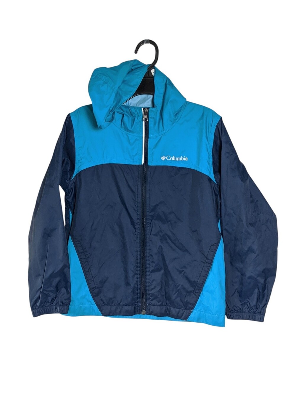 Columbia Boys Blue Hooded Rain Jacket Size S 8